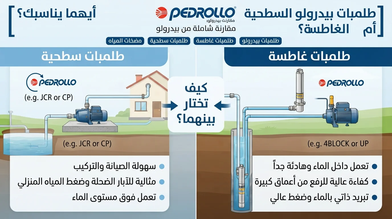طلمبات بيدرولو السطحية أم الغاطسة؟ أيهما يناسبك؟